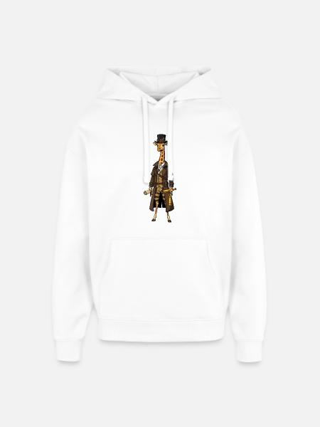 Giraffe Explorer Steampunk Chic Zylinder - Oversized Unisex Hoodie von Stanley/Stella - Weiß