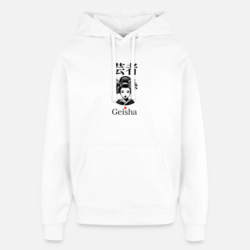 Silhouette de geisha avec écriture japonaise - Sweat à capuche unisexe Stanley/Stella Oversized - blanc