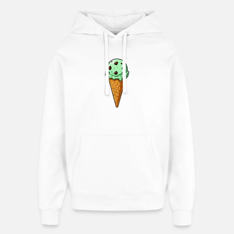 Minz Schoko Eis Kugel - Oversized Unisex Hoodie von Stanley/Stella - Weiß