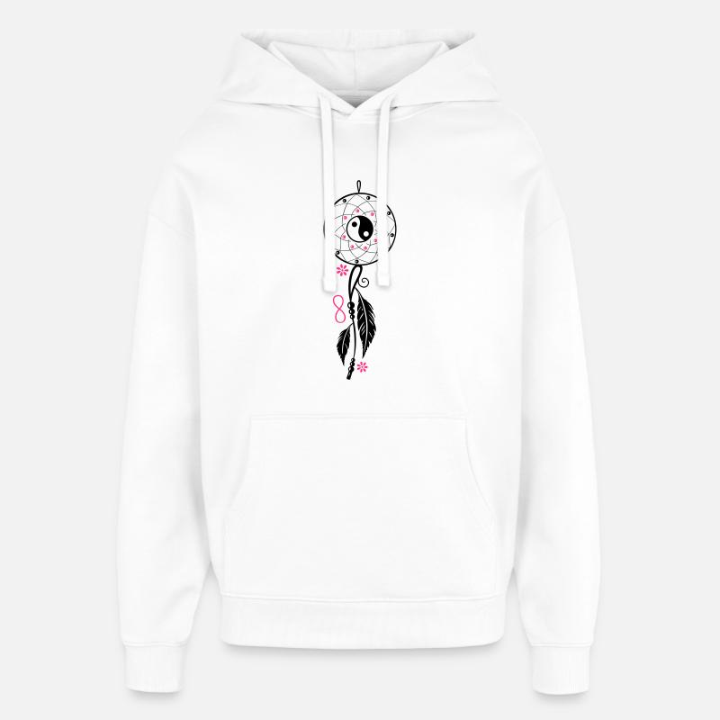 Dreamcatcher aux plumes, aux flûtes - Sweat à capuche unisexe Stanley/Stella Oversized - blanc