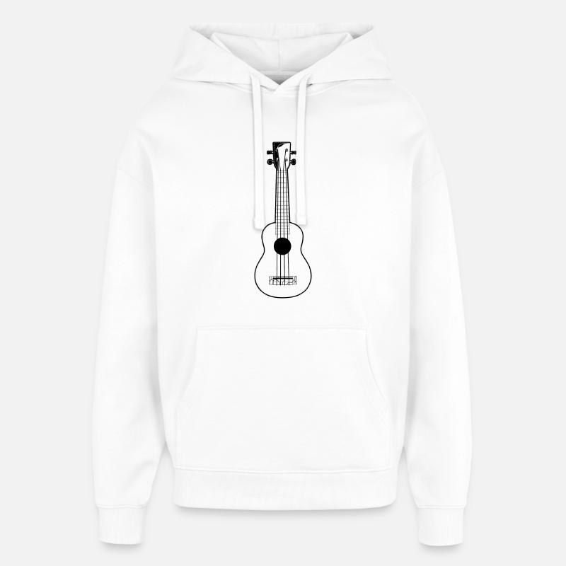 Dessin de ukulélé - Sweat à capuche unisexe Stanley/Stella Oversized - blanc