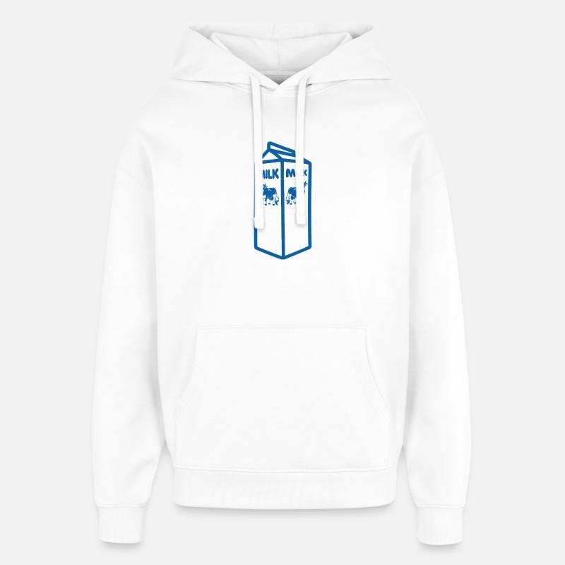 Blauer Milchkarton und Kuh-Design - Oversized Unisex Hoodie von Stanley/Stella - Weiß