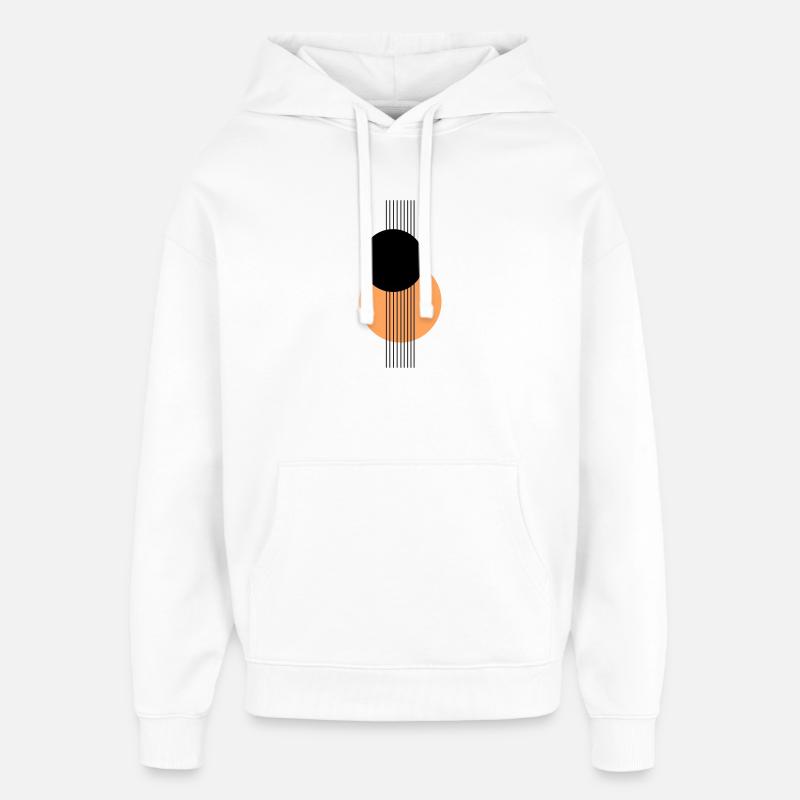 Design géométrique abstrait Orange noir - Sweat à capuche unisexe Stanley/Stella Oversized - blanc