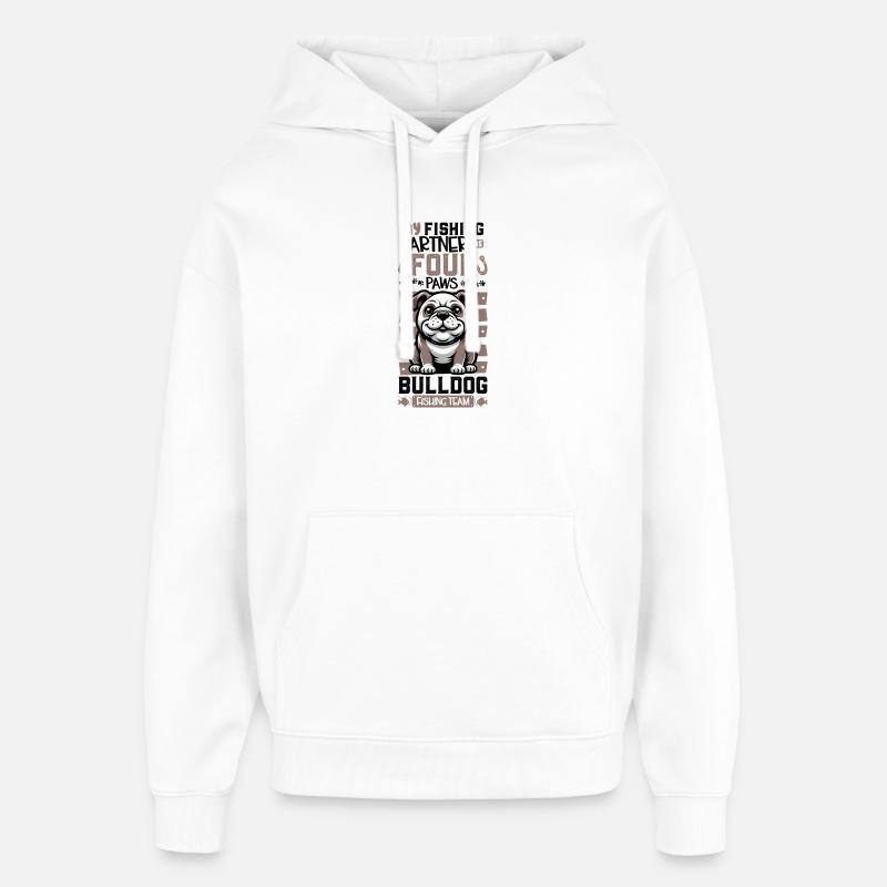 Pêche et bouledogue - Sweat à capuche unisexe Stanley/Stella Oversized - blanc