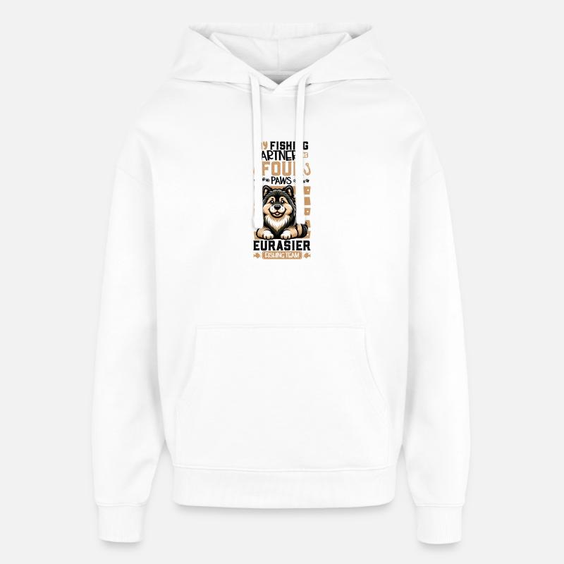 Pêche et Eurasier - Sweat à capuche unisexe Stanley/Stella Oversized - blanc