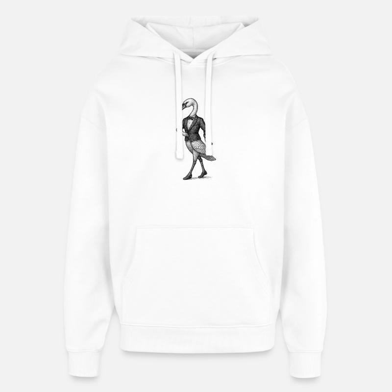 Swan en smoking - Sweat à capuche unisexe Stanley/Stella Oversized - blanc
