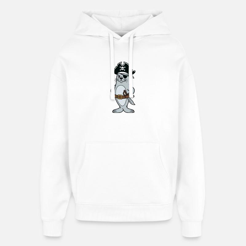 Robbenpirat - Oversized Unisex Hoodie von Stanley/Stella - Weiß