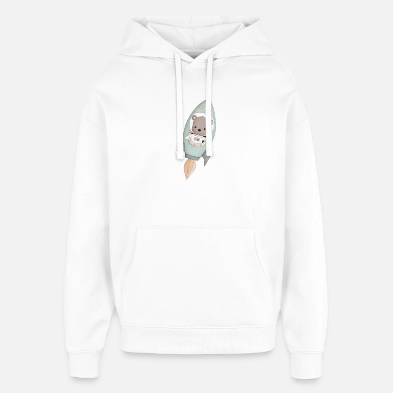 petit ours mignon en astronaute - Sweat à capuche unisexe Stanley/Stella Oversized - blanc