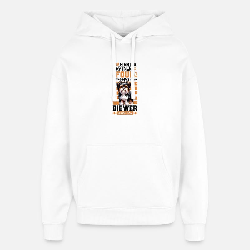Terriers de pêche et Biewer - Sweat à capuche unisexe Stanley/Stella Oversized - blanc