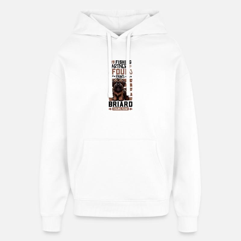 Pêche et Briard - Sweat à capuche unisexe Stanley/Stella Oversized - blanc