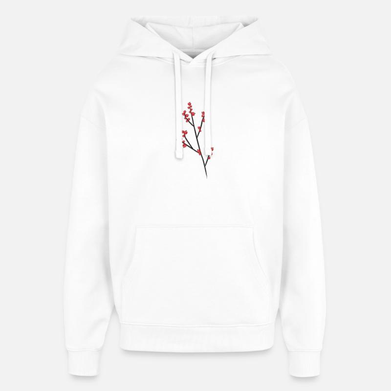 Branches de baies rouges - Sweat à capuche unisexe Stanley/Stella Oversized - blanc