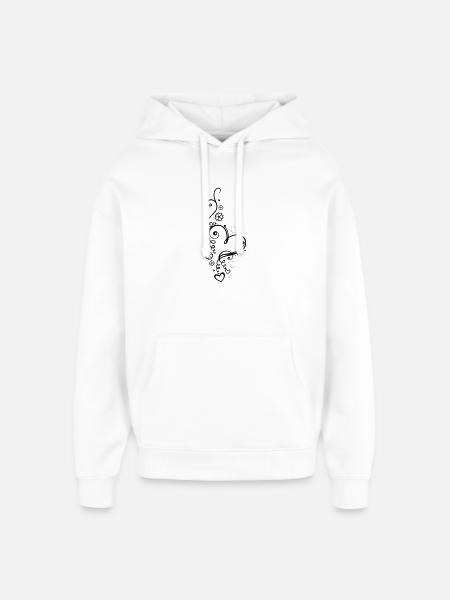 Corazón grande con pequeños corazones y flores - Sudadera con capucha unisex Stanley/Stella Oversized - blanco