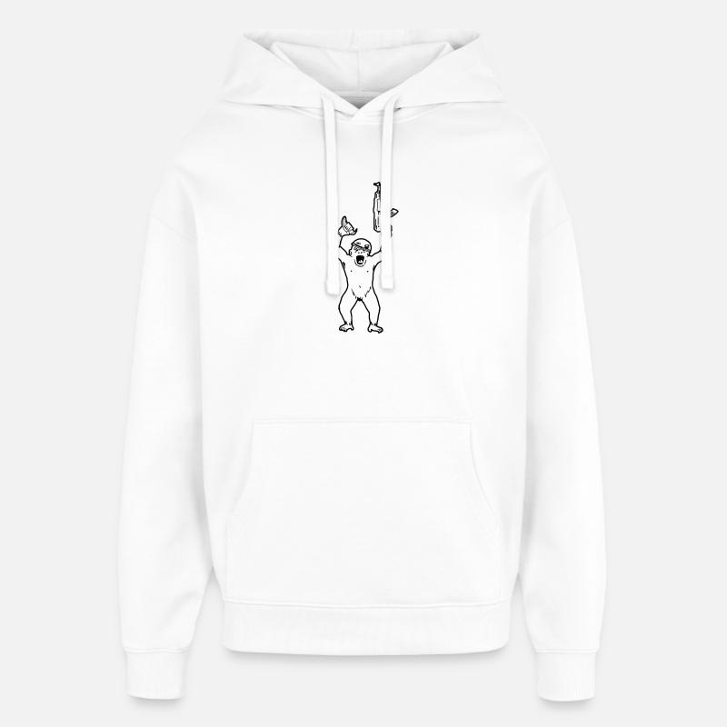mitrailleuse de chimpanzé - Sweat à capuche unisexe Stanley/Stella Oversized - blanc