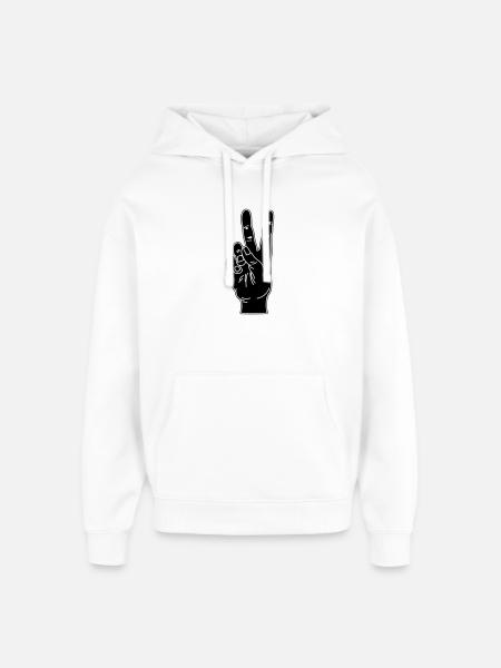 Black hand gesture peace - Oversized Unisex Hoodie by Stanley/Stella - white