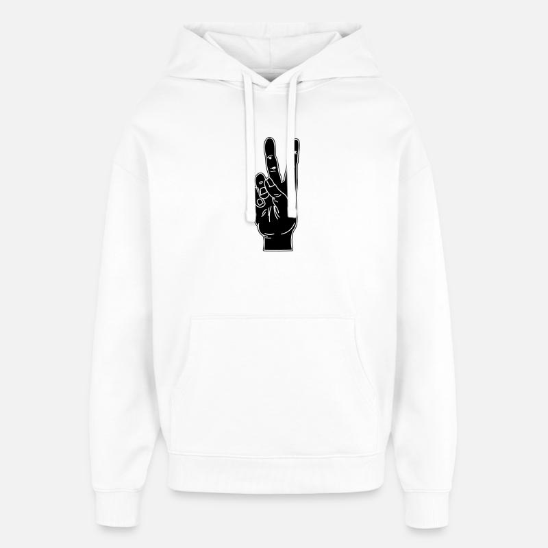 Geste de la main noire paix - Sweat à capuche unisexe Stanley/Stella Oversized - blanc