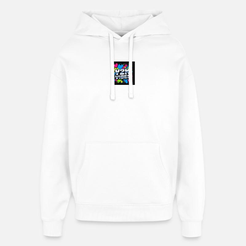 Y2K Vibes Neon Design - Sweat à capuche unisexe Stanley/Stella Oversized - blanc