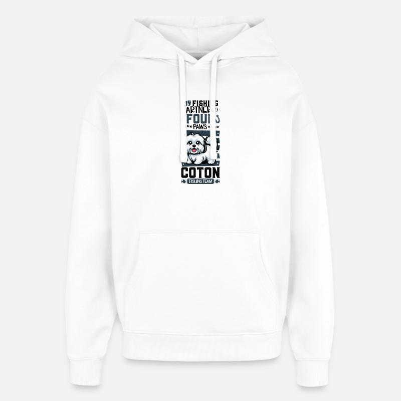 Pêche et Coton de Tuléar - Sweat à capuche unisexe Stanley/Stella Oversized - blanc