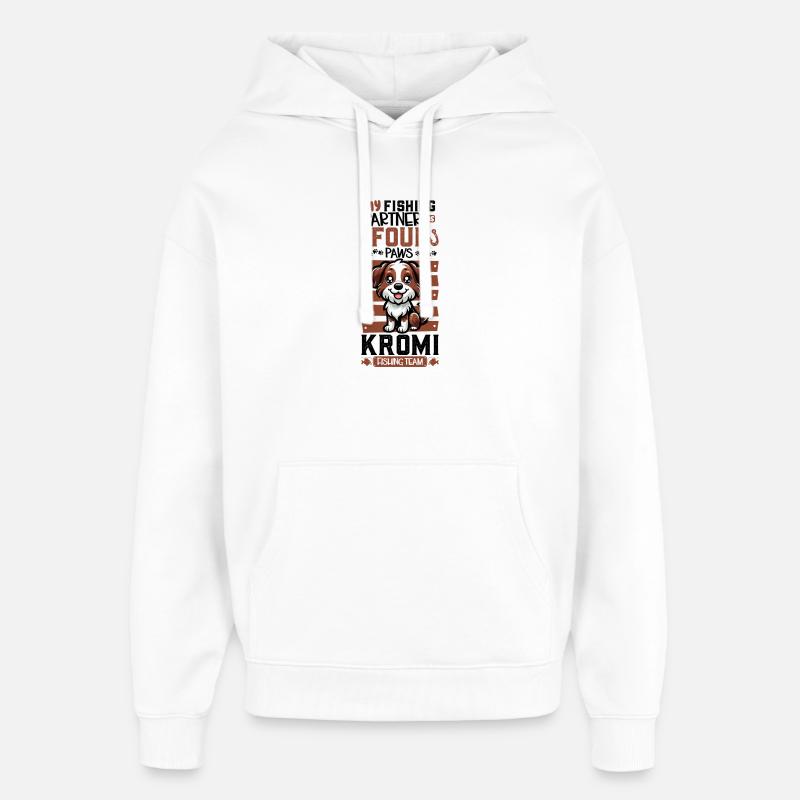 Pêche et Kromfohrländer - Sweat à capuche unisexe Stanley/Stella Oversized - blanc