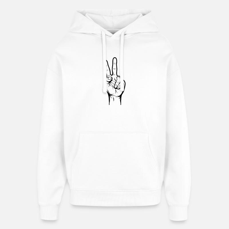 Main du signe de paix - Sweat à capuche unisexe Stanley/Stella Oversized - blanc