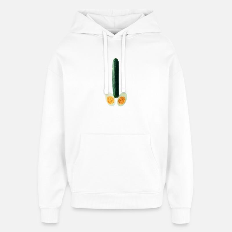 Concombre avec œuf - Sweat à capuche unisexe Stanley/Stella Oversized - blanc