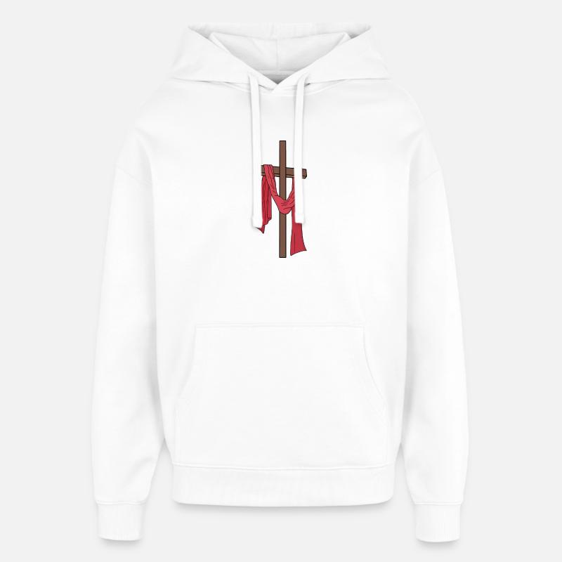 Sainte-Croix de Jésus-Christ avec manteau - Sweat à capuche unisexe Stanley/Stella Oversized - blanc
