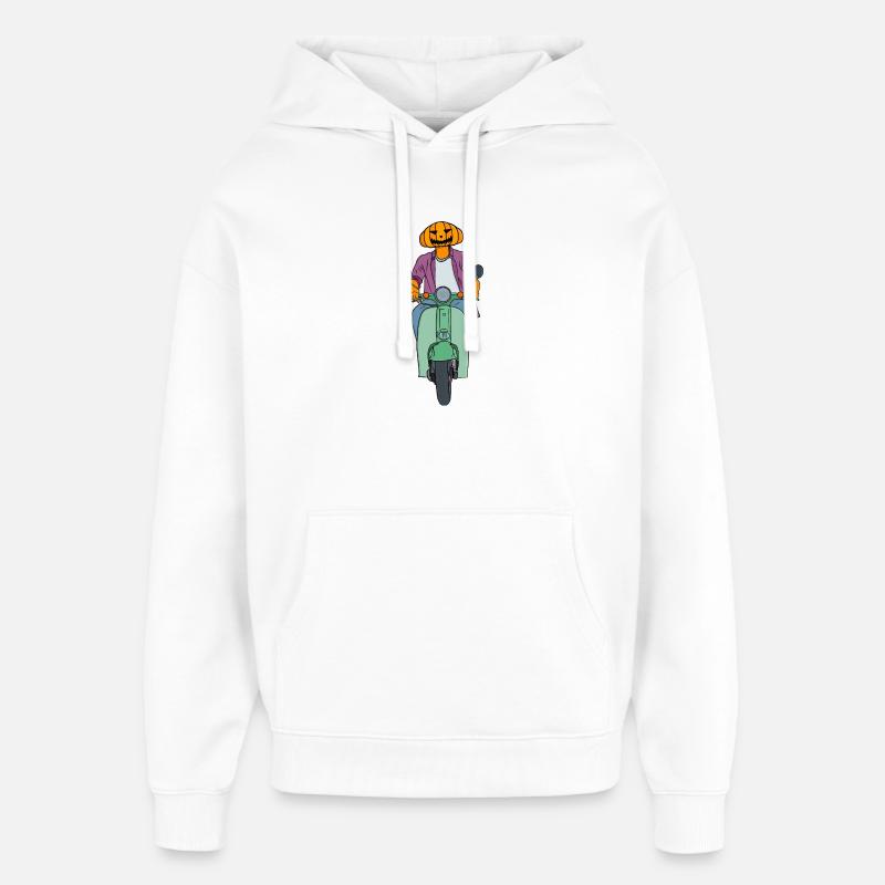 Pumpkin Rider sur Mint Scooter - Sweat à capuche unisexe Stanley/Stella Oversized - blanc