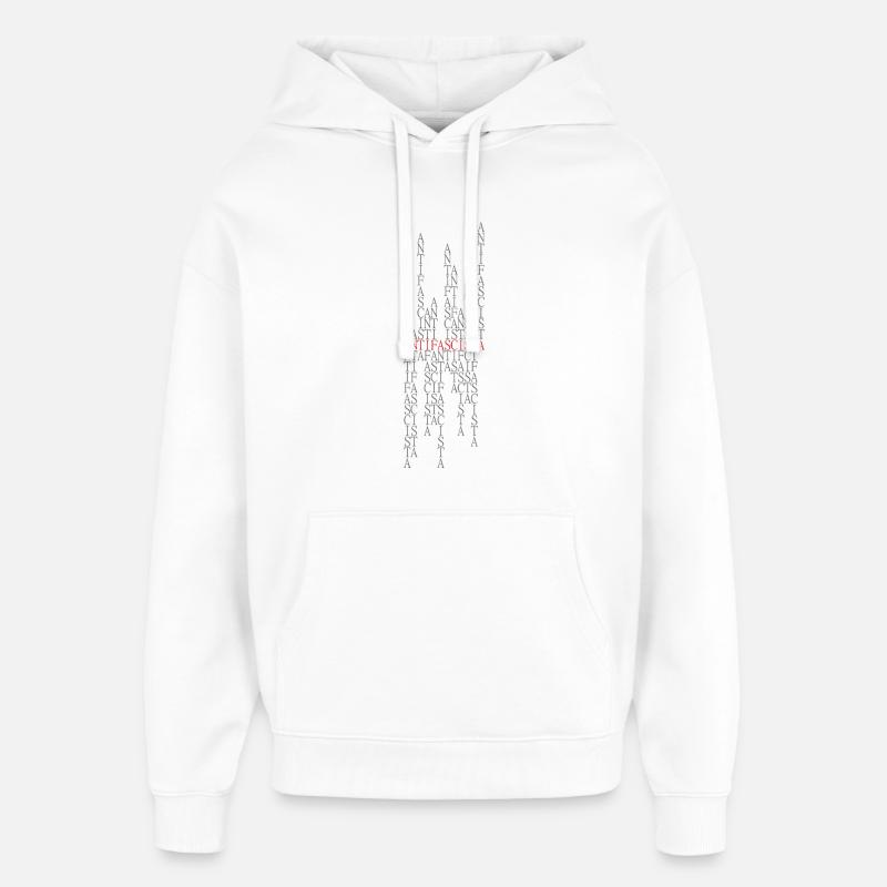 Antifascista Typo Collage rouge/gris - Sweat à capuche unisexe Stanley/Stella Oversized - blanc