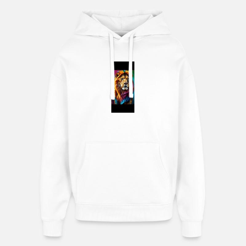 Lion arc-en-ciel  - Sweat à capuche unisexe Stanley/Stella Oversized - blanc