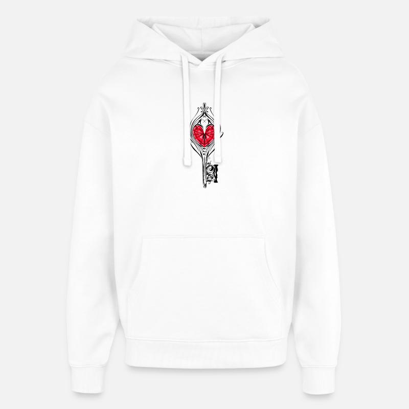 La clé du cœur - Sweat à capuche unisexe Stanley/Stella Oversized - blanc