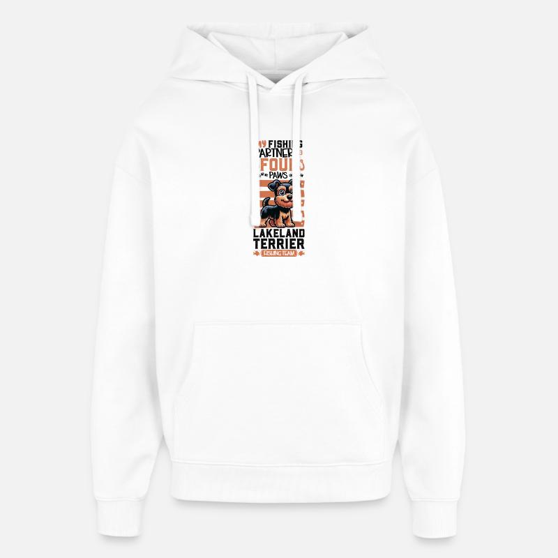 Pêche et Lakeland Terrier - Sweat à capuche unisexe Stanley/Stella Oversized - blanc