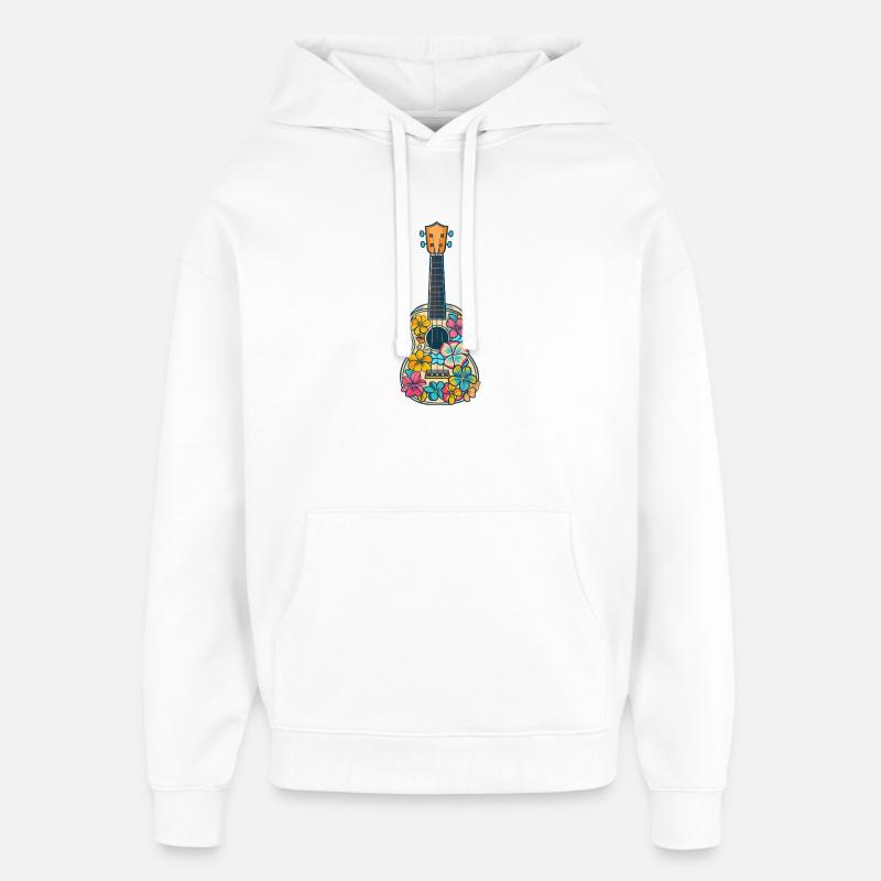 Style de bande dessinée au ukulélé - Sweat à capuche unisexe Stanley/Stella Oversized - blanc