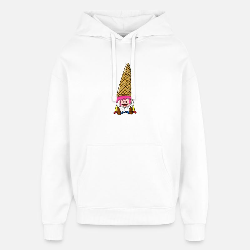 Dverg med iskrem - alv med iskrem - Stanley/Stella Oversized Hettegenser unisex - hvit