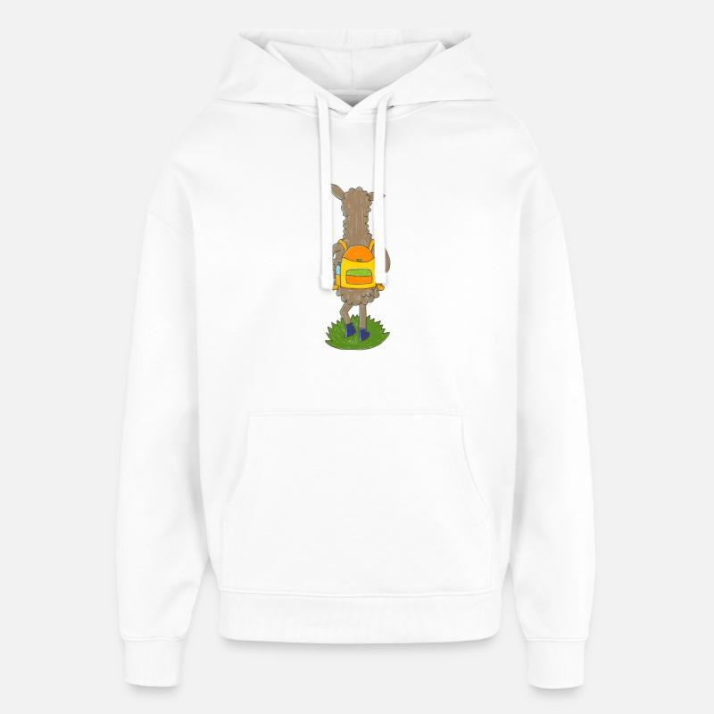 Lama mit buntem Rucksack - Oversized Unisex Hoodie von Stanley/Stella - Weiß