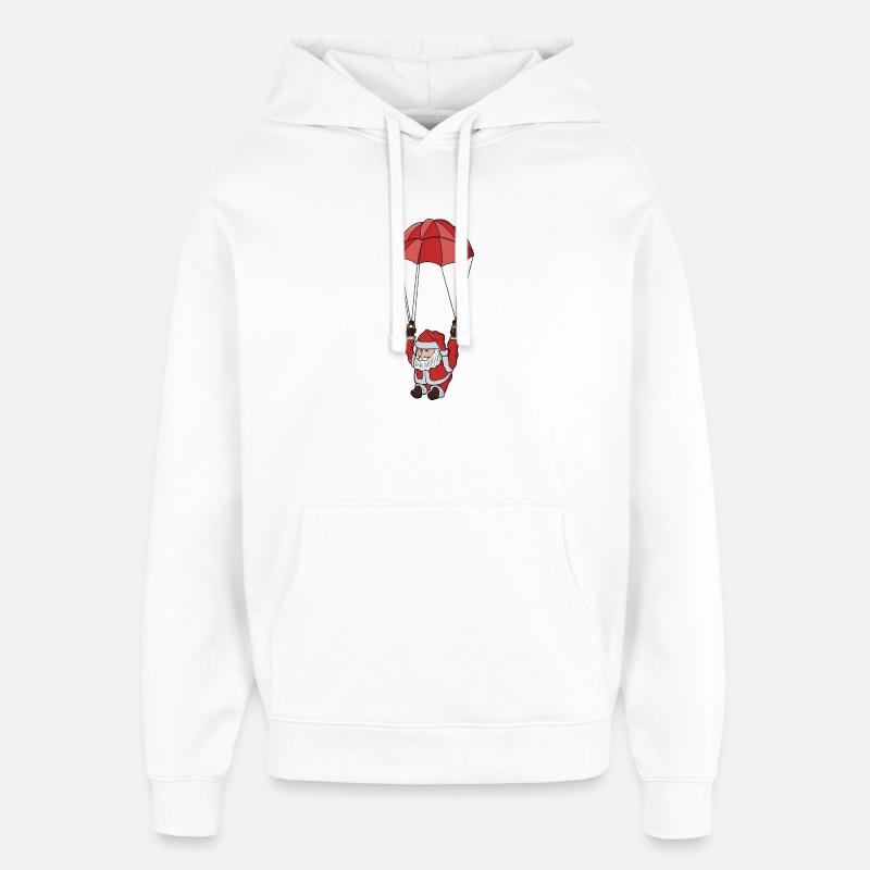 Parachutisme du Père Noël - Sweat à capuche unisexe Stanley/Stella Oversized - blanc