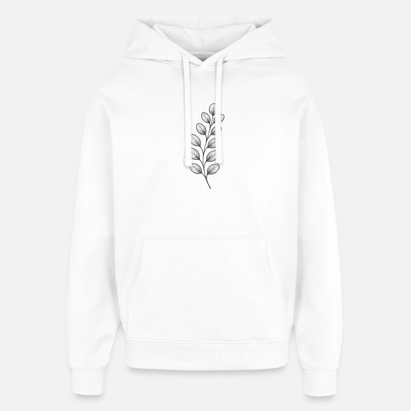 Branche feuille graphitique – Monochrome - Sweat à capuche unisexe Stanley/Stella Oversized - blanc