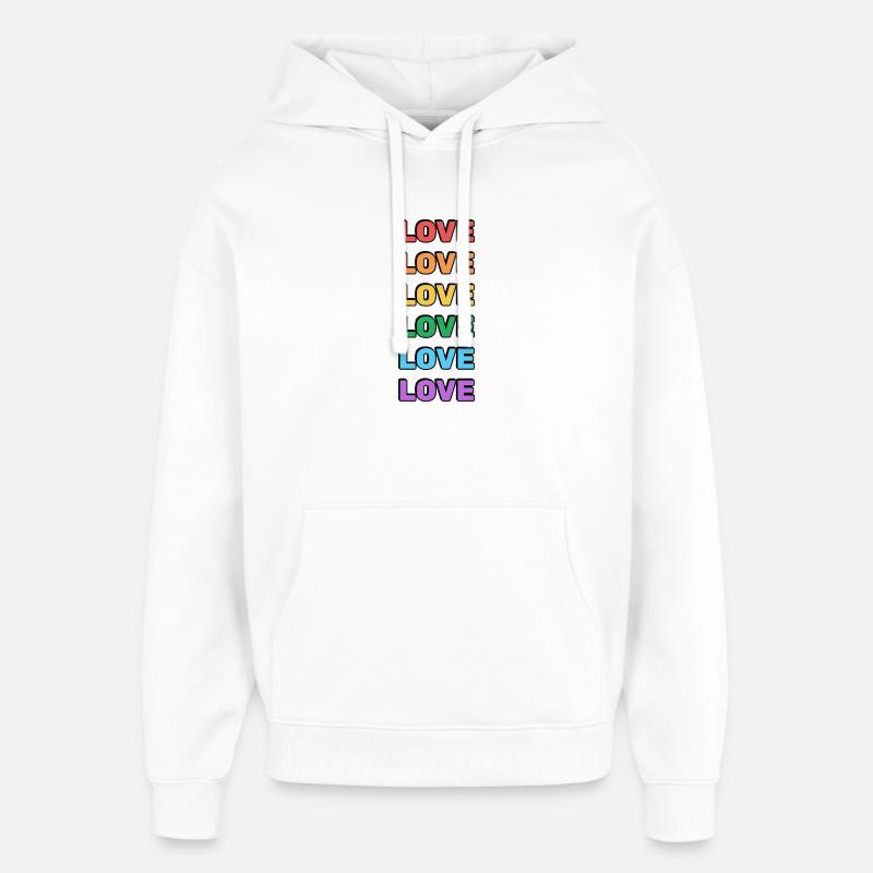 Rainbow Love Word Pattern - Oversized Unisex Hoodie by Stanley/Stella - white