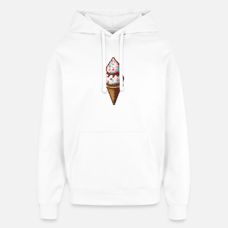 Pixel Eiscreme in Pixelkunst - Oversized Unisex Hoodie by Stanley/Stella - white