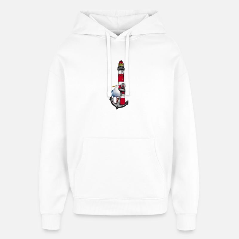 Phare Plage Oiseau Graphique Ancre - Sweat à capuche unisexe Stanley/Stella Oversized - blanc