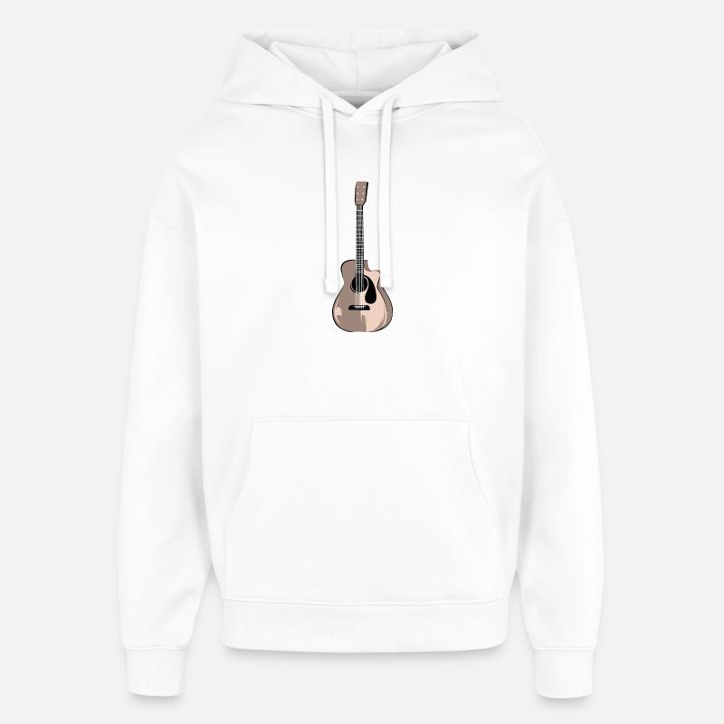 Guitare Guitare acoustique Illustration Logo icône - Sweat à capuche unisexe Stanley/Stella Oversized - blanc
