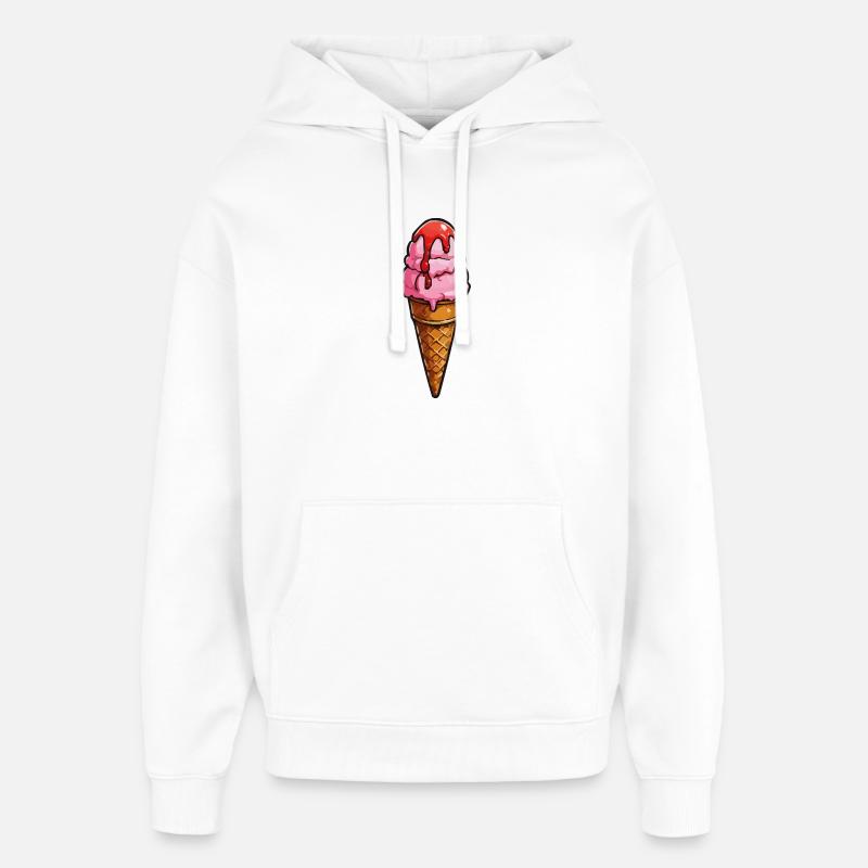 Cartoon Eiscreme Rosa Kugeln Sirup - Oversized Unisex Hoodie von Stanley/Stella - Weiß