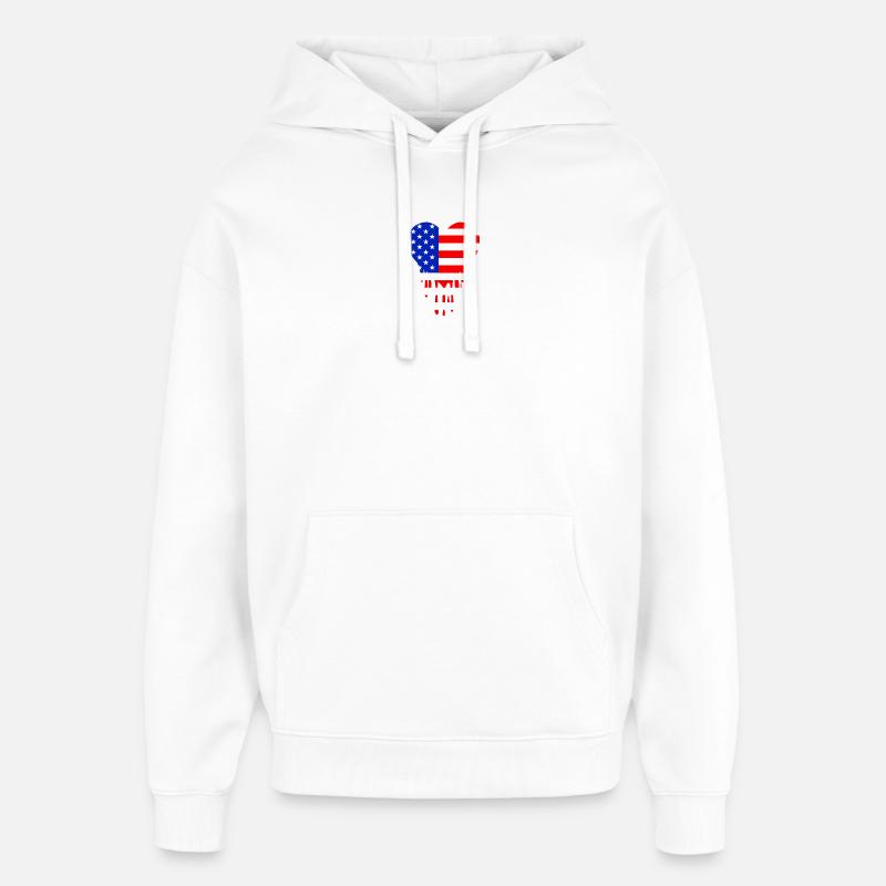 Cœur Drapeau Américain Bleu Rouge - Sweat à capuche unisexe Stanley/Stella Oversized - blanc