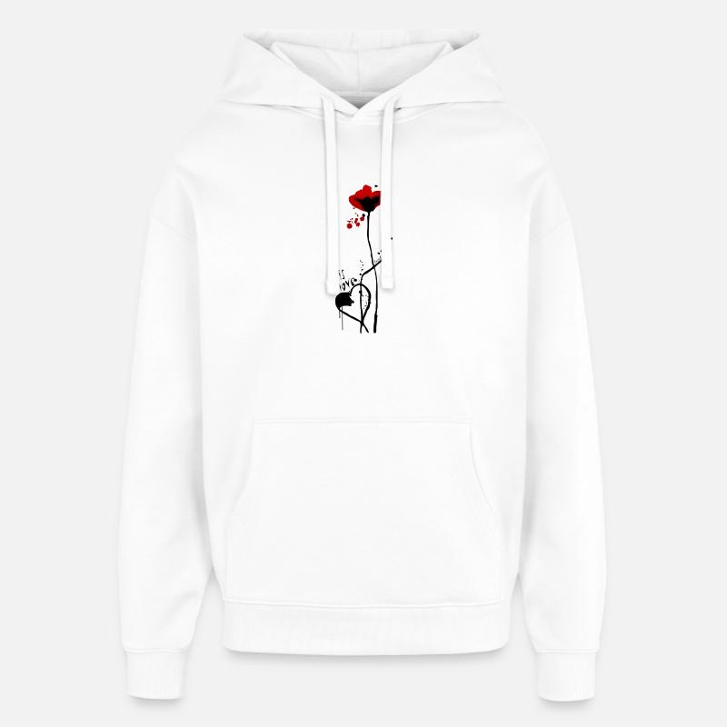C’est l’amour.. avec design coquelicot - Sweat à capuche unisexe Stanley/Stella Oversized - blanc