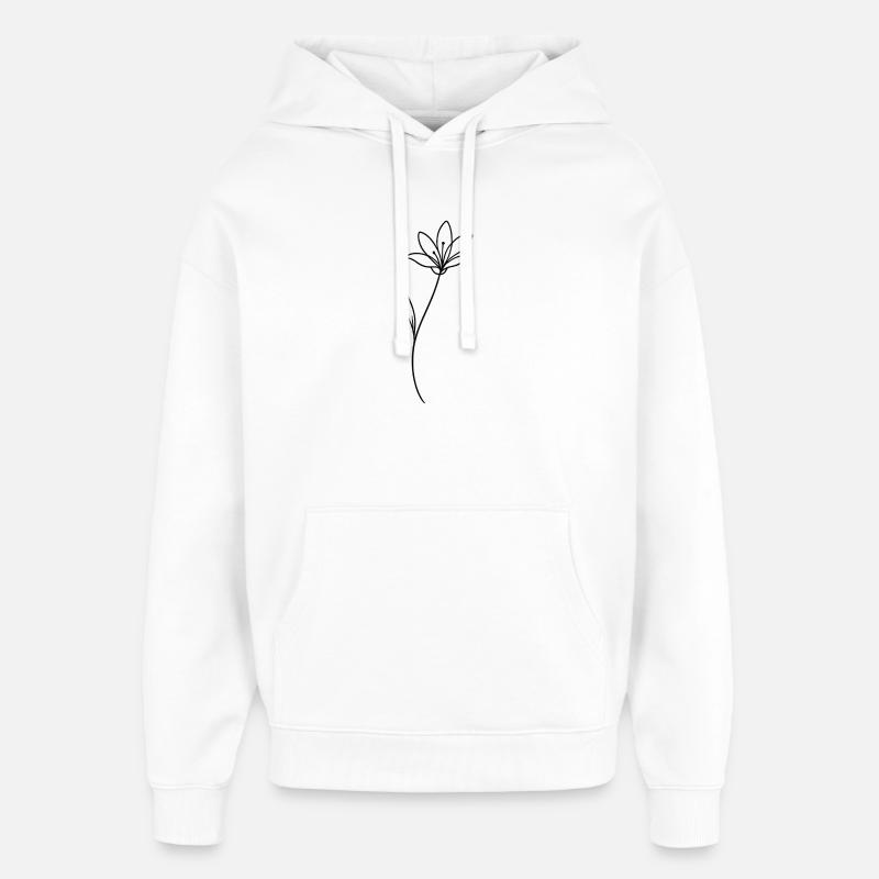 Botanisk linjeblomma minimal - Stanley/Stella Oversized Huvtröja Unisex - vit