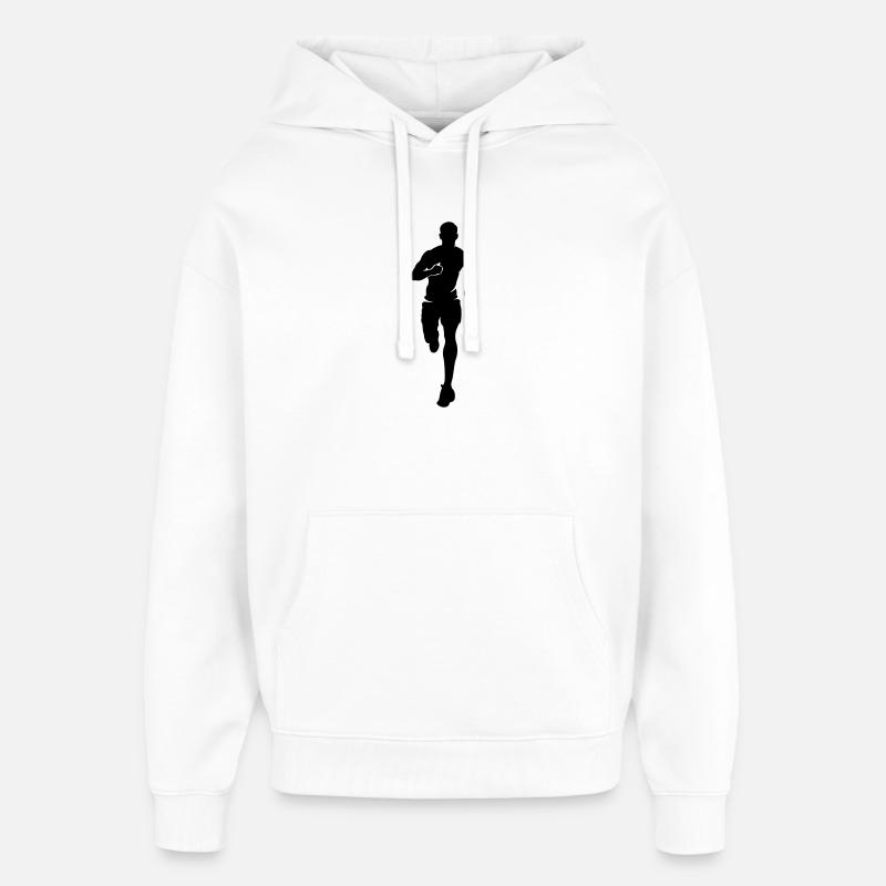 Marathon Runner Silhouette Marathon - Sweat à capuche unisexe Stanley/Stella Oversized - blanc