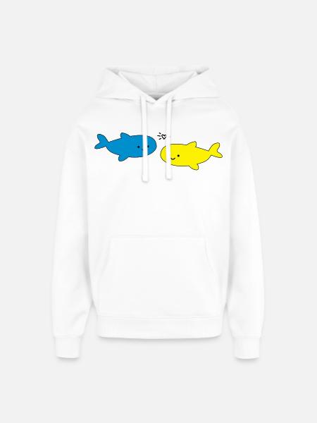 Fröhliche Fische Blau Gelb - Oversized Unisex Hoodie von Stanley/Stella - Weiß