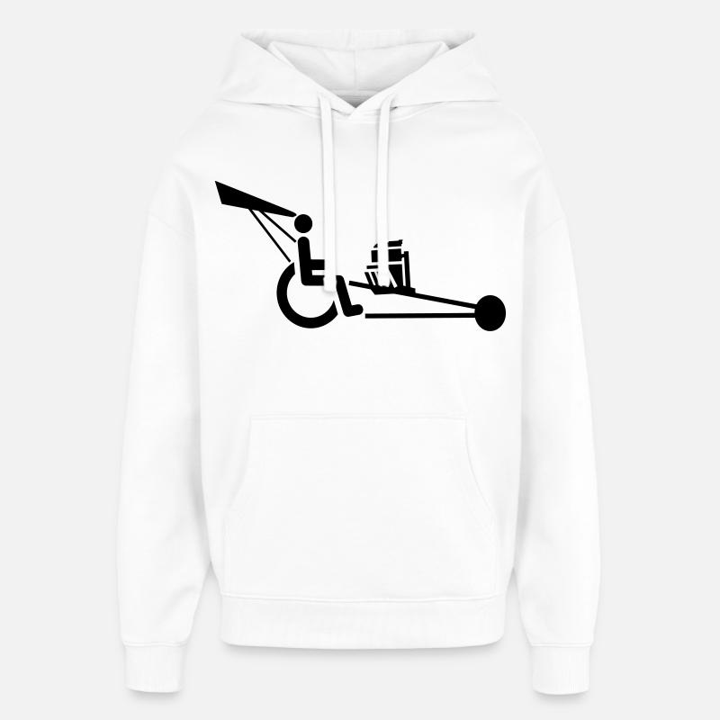 Bild eines Rollstuhls mit V8-Motor # - Oversized Unisex Hoodie von Stanley/Stella - Weiß
