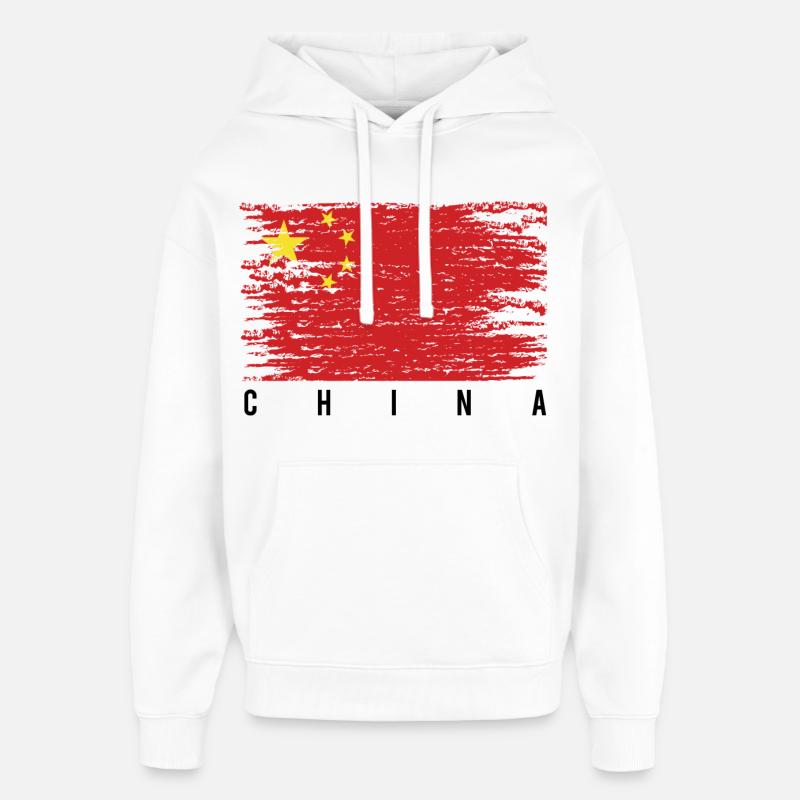 Drapeau chinois pinceau - Sweat à capuche unisexe Stanley/Stella Oversized - blanc