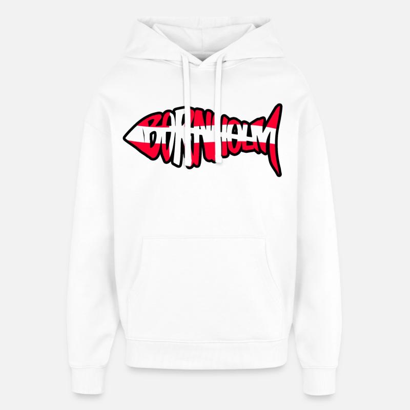 Poisson de Bornholm - Sweat à capuche unisexe Stanley/Stella Oversized - blanc