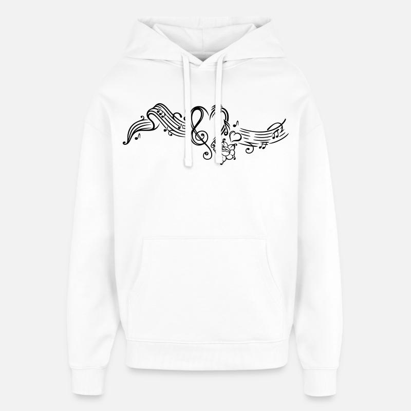 Notenblatt mit Musiknoten, music, notes, clef - Sweat à capuche unisexe Stanley/Stella Oversized - blanc