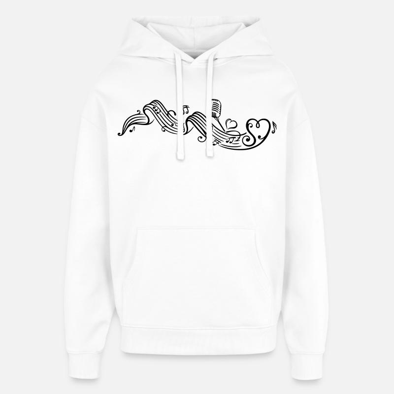 Notenblatt mit microphon, music, notes, clef - Sweat à capuche unisexe Stanley/Stella Oversized - blanc